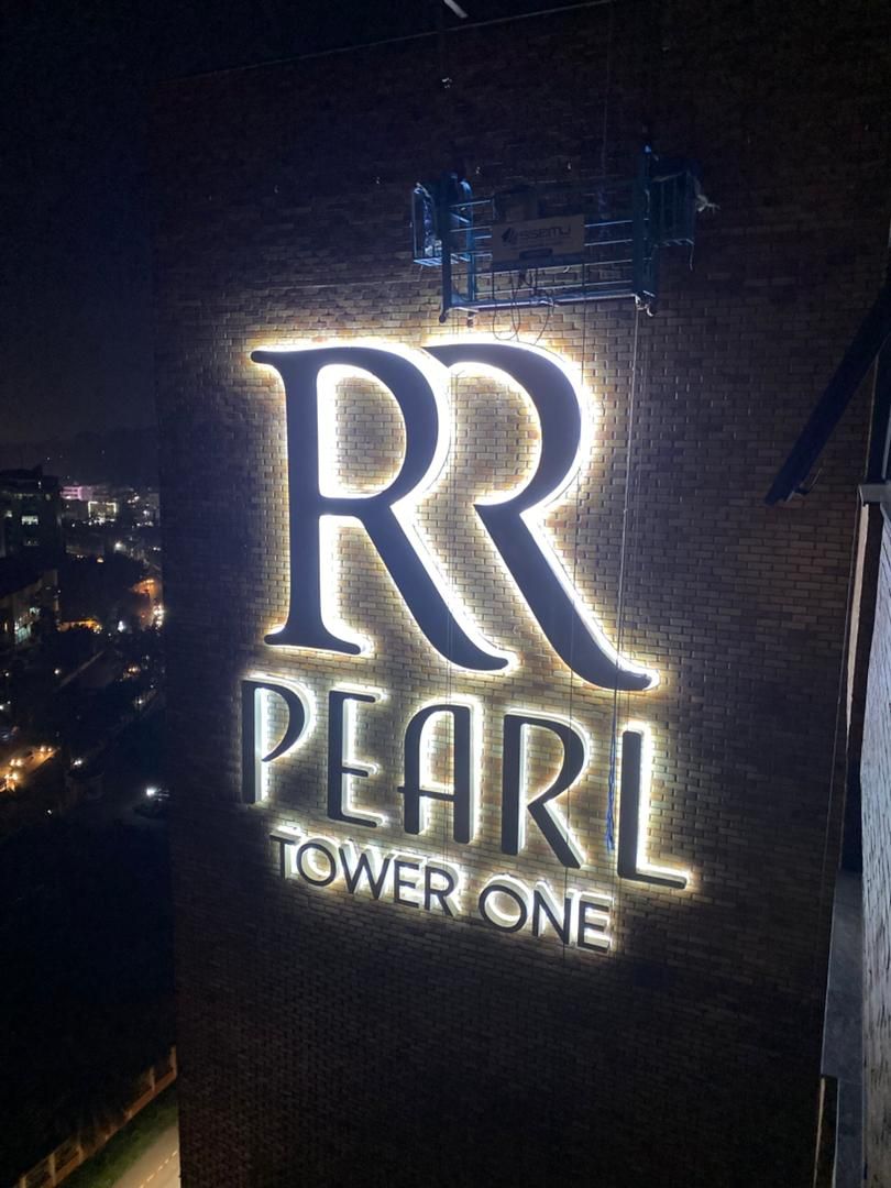 RR Pearl Tower One backlit building letters